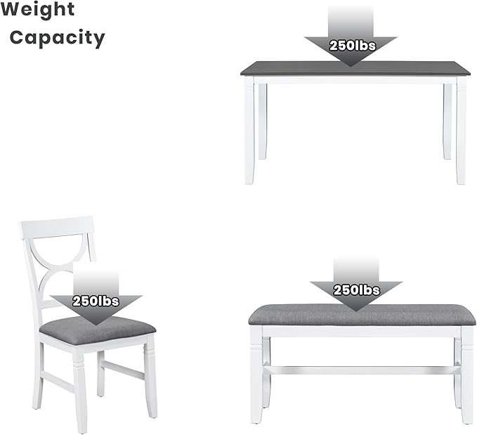 Ball & Cast 6 Piece Wood Dining Table Set, Kitchen Table Set - Image 2