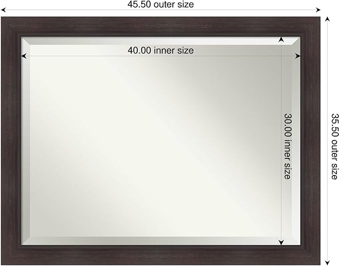 Amanti Art Brown Wall Mirror 36x46 Sloped Espresso Rectangle Bathroom Mirror - Image 3