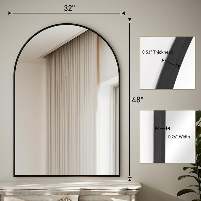 HARRITPURE 32"x48" Arched Bathroom Mirror - Image 5
