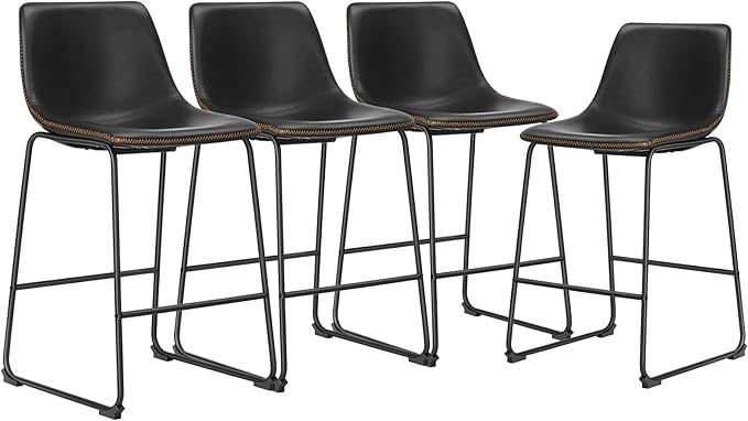 DUMOS 26 Inch Counter Height Bar Stools Set of 4, Modern Faux Leather High by DumosLifestyle