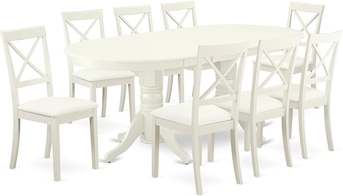 East West Furniture VABO9-LWH-LC 9 Piece Dining Set Includes an Oval Dining by EastWestFurniture