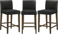 CHITA Counter Height Bar Stools Set of 3, PU Leather in Black by CHITALIVING