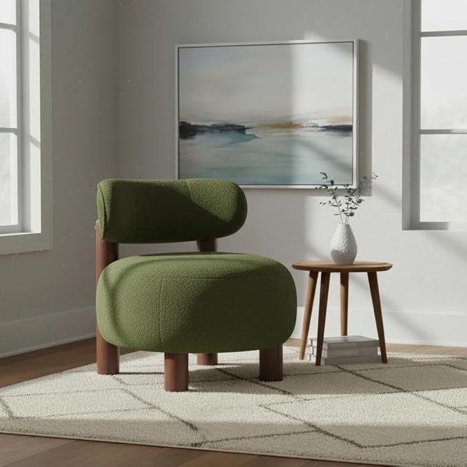 Modern Boucle Accent Chair Set of 2, - Image 7