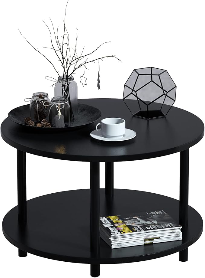 Small Round Coffee Table with Open Storage by Vanrohe