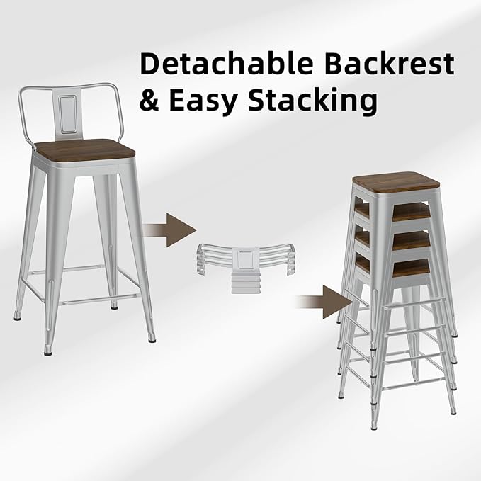 30 Inch Swivel Bar Stools Set of 4, Counter Height Bar Stools - Image 6