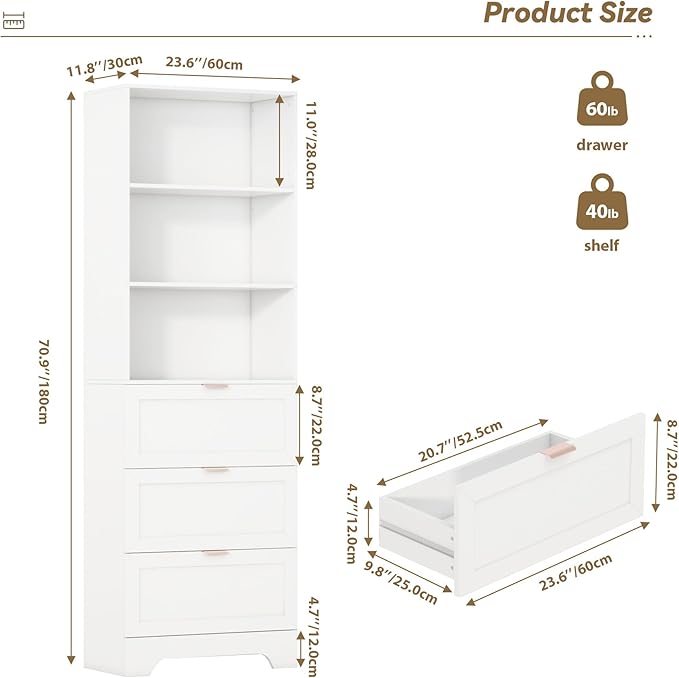 71" Tall Modern White Bookshelf - Image 2