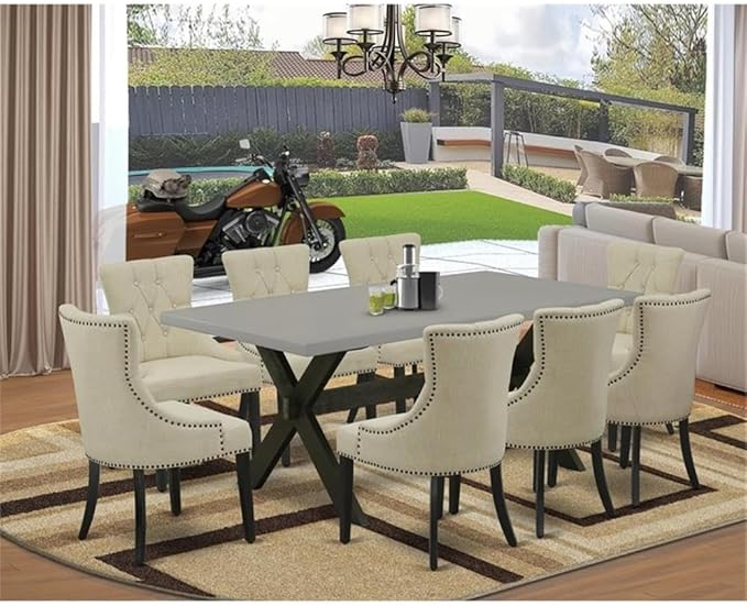 East West Furniture X697FR102-9 9 Piece Dining Set Includes a Rectangle Dining - Image 2