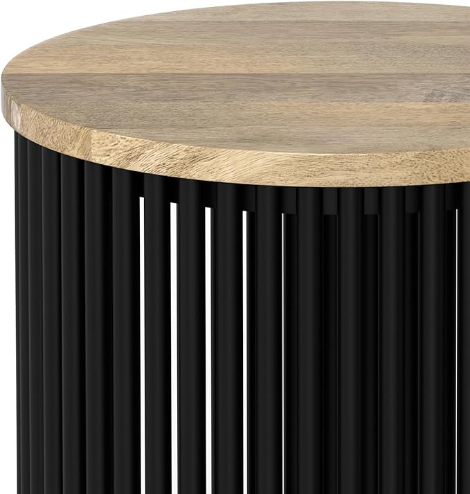 SIMPLIHOME Demy 20 inch Wide Tall Side Table in Natural Solid Mango Wood/Black - Image 8