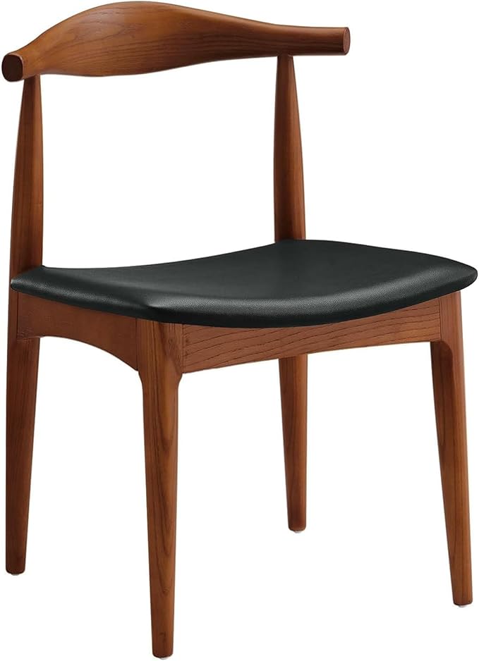 Solid Wood Dining Chair, Mid Century Dining Chair, Upholstered PU Leather Chair by Ytaoka