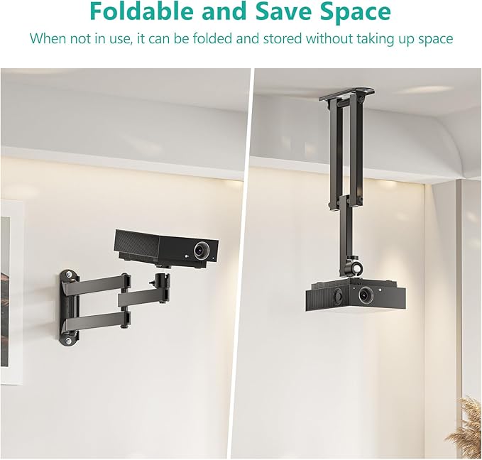 WALI Foldable Projector Wall Mount Universal Adjustable Wall Projector Mount - Image 8