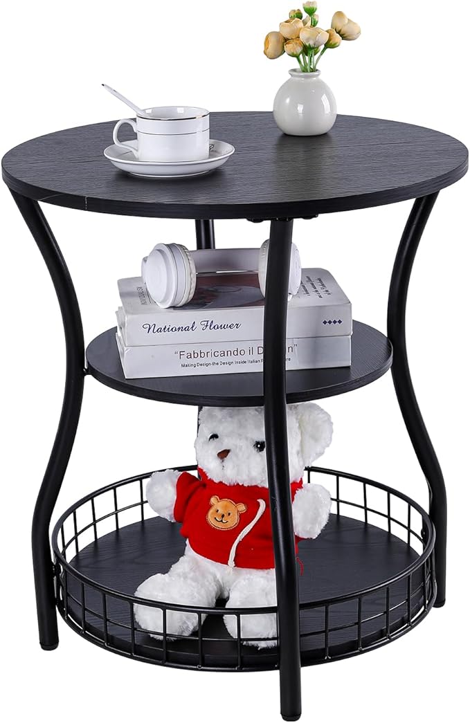 Round Side Table, 3-Tier Accent End Table by AnlanborbyAnlanborHome