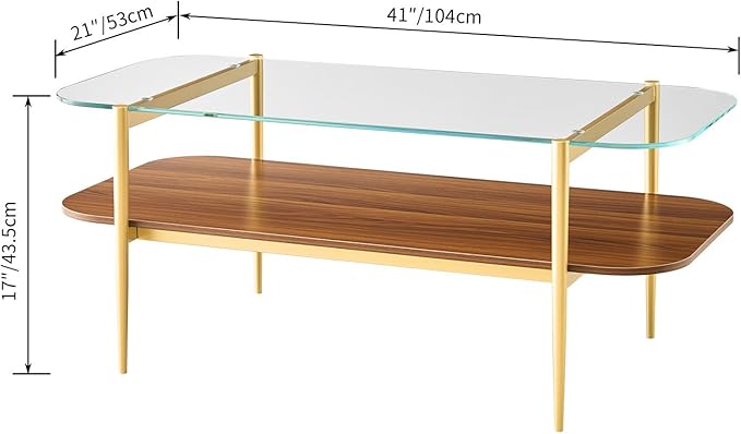 AGV LIGHTING Tadio Glass Coffee Table, Mid-Century Modern Coffee Table - Image 2