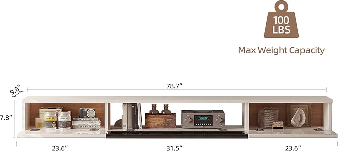 High Gloss Floating TV Stand, Under TV Floating Shelf, Floating TV Cabinet - Image 6