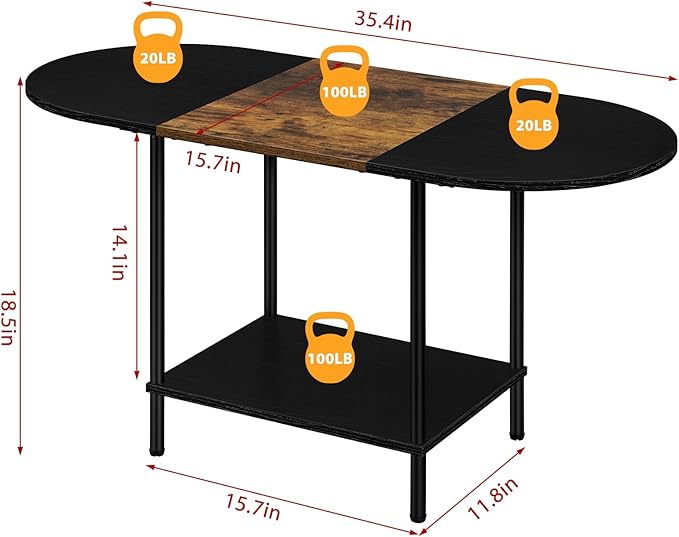 ETELI Small Black Coffee Table Oval Center Table - Image 2
