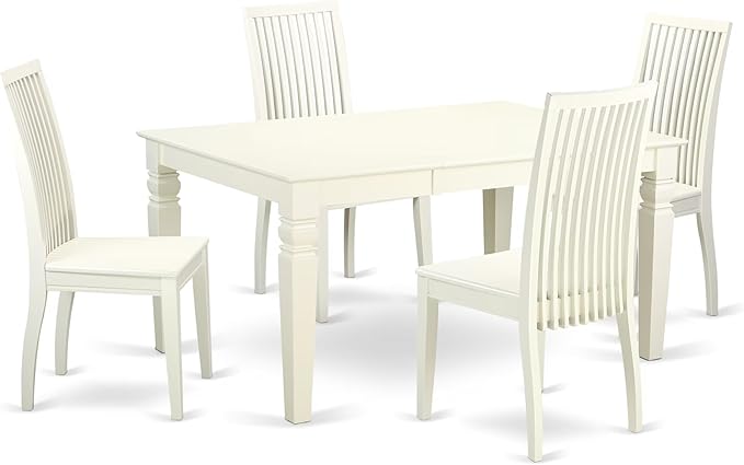 East West Furniture WEIP5-LWH-W 5 Piece Dining Set Includes a Rectangle Dining by EastWestFurniture