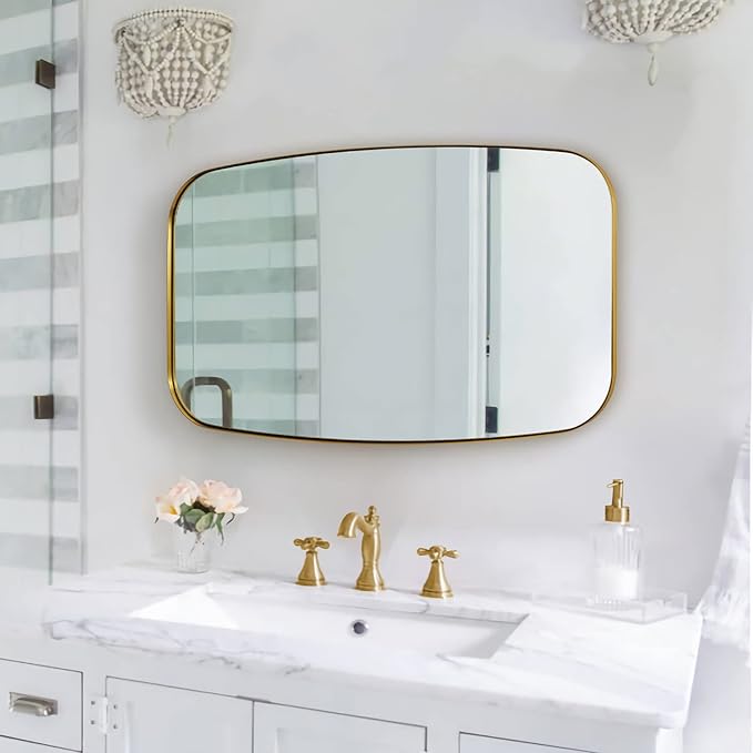 ANDY STAR Gold Bathroom Mirror, 20x30’’ Brushed Gold Vanity Mirror - Image 8