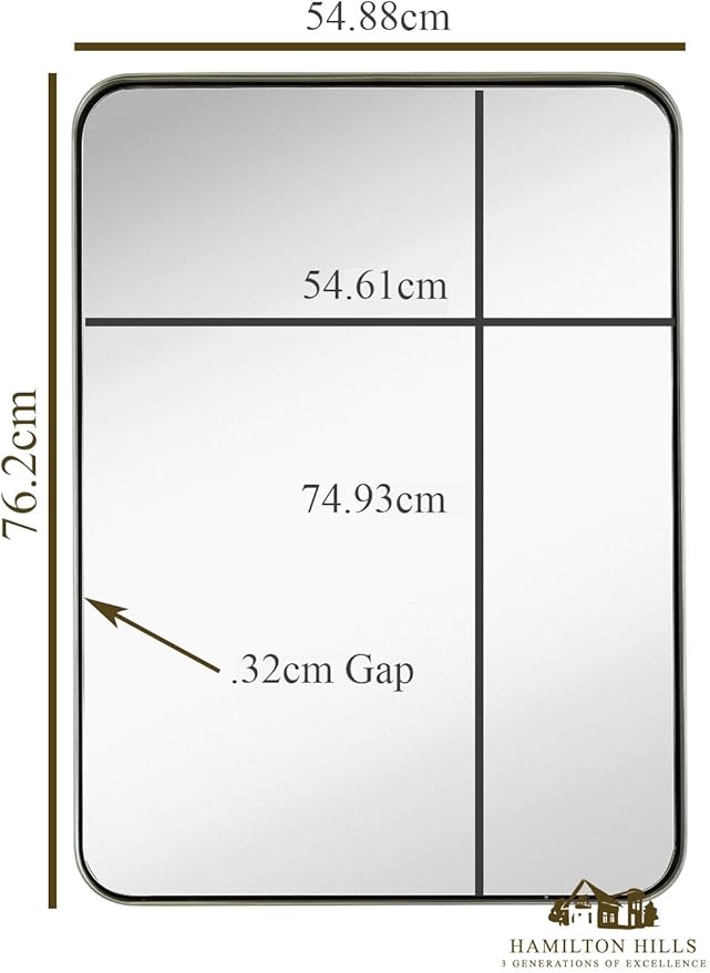 Hamilton Hills 22x30 inch Metal Silver Frame Bathroom Mirror - Image 2