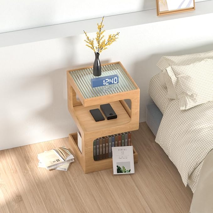 HOMEMORE Solid Wood Side Table Modern end Table Modern Nightstand No Assembly - Image 4