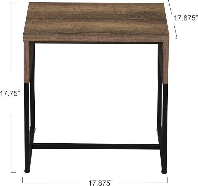 Household Essentials Wrap Square Side End Table Ashwood Rustic Wood Grain and - Image 3
