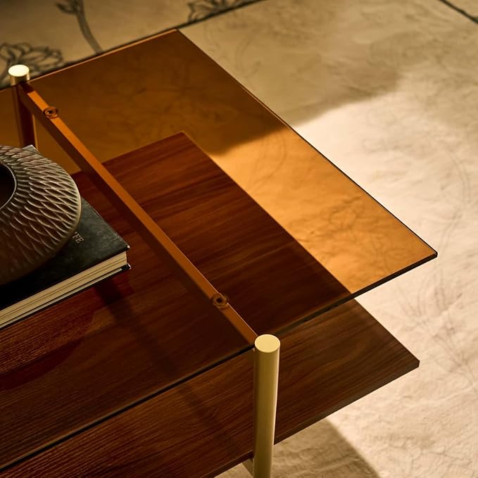 AGV LIGHTING Tadio Large Glass Coffee Table, Mid-Century Modern Coffee Table - Image 5