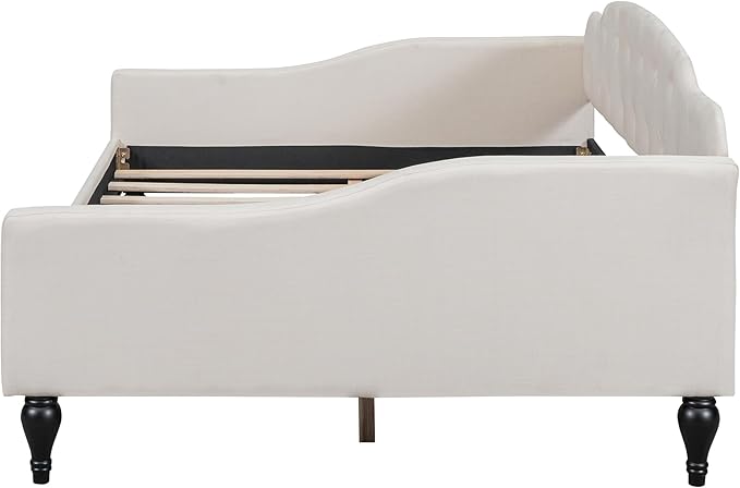Full Size Upholstered Tufted Daybed, Linen Sofa Bed, Easy Assemble & No Box - Image 6