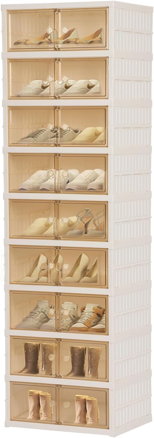 Foldable Shoe Organizer Storage Box, Portable Extra Large Folding Shoe Rack by Tykacna