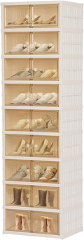 Foldable Shoe Organizer Storage Box, Portable Extra Large Folding Shoe Rack by Tykacna