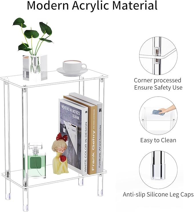 Clear Acrylic Narrow Side Table Set of 2 - Image 4