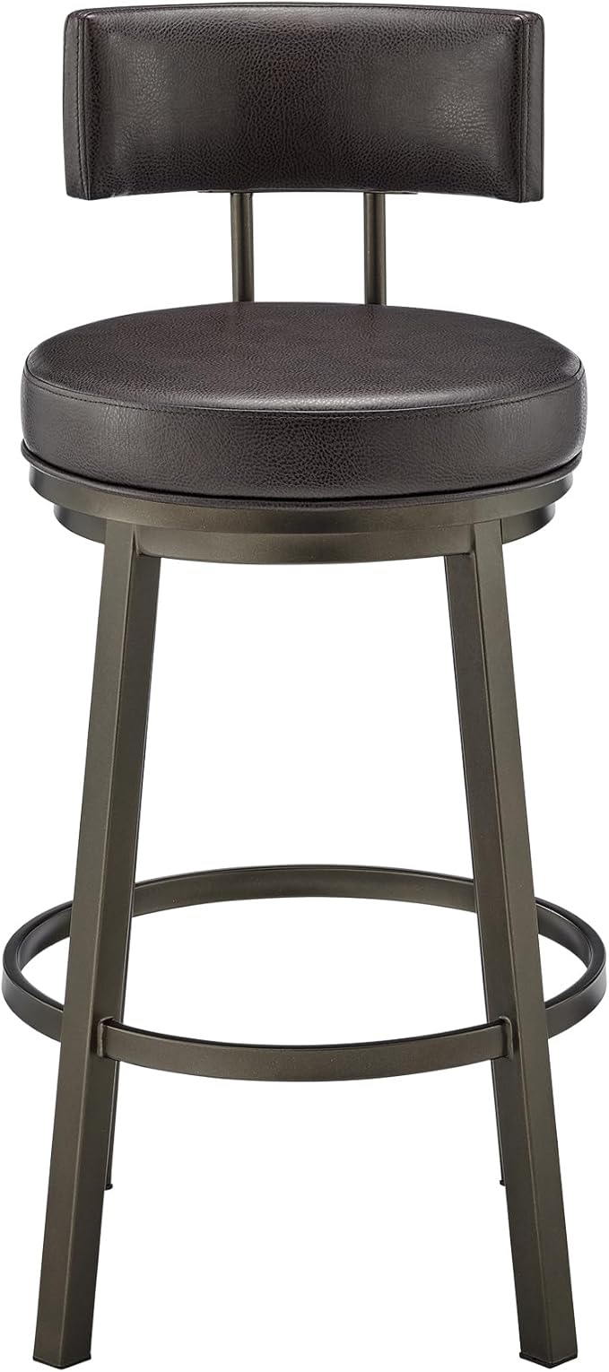 Armen Living Dalza Swivel Counter or Bar Stool in Mocha Finish - Image 4