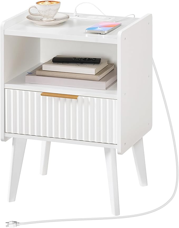 Fluted Nightstand, End Table, Small Modern Bedside Table by MAHANCRIS