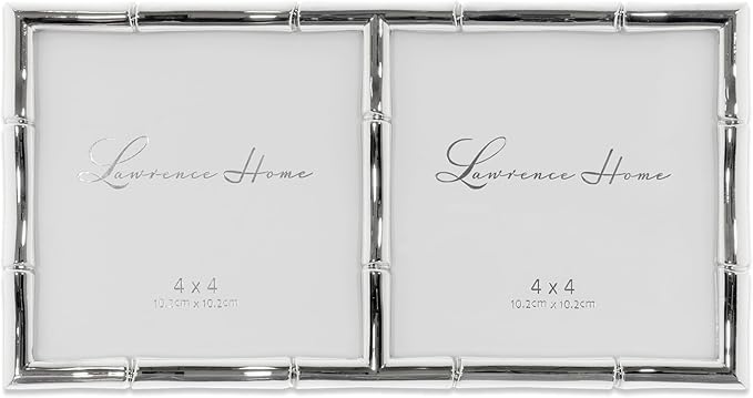 Lawrence Frames 4x4 Double Silver Metal Picture Frame by LawrenceFrames