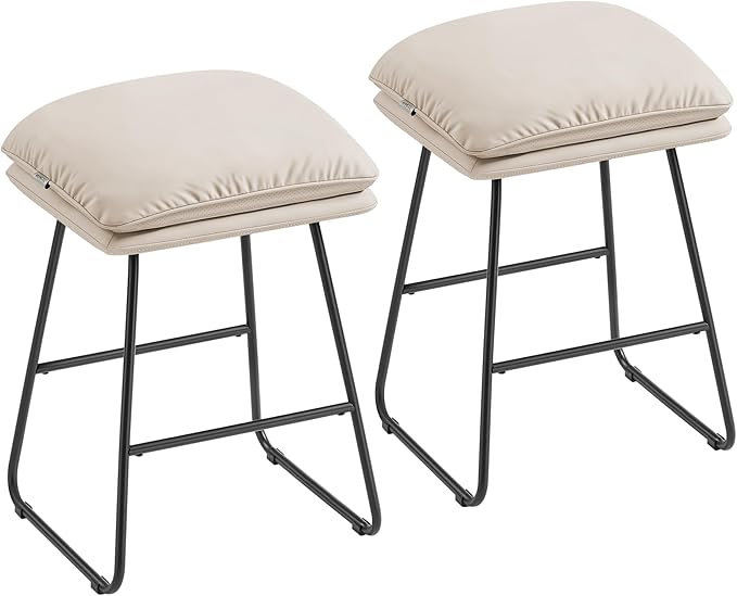 VASAGLE Bar Stools Set of 2, Counter Height Bar Stools, Leather Counter Stools - Image 8