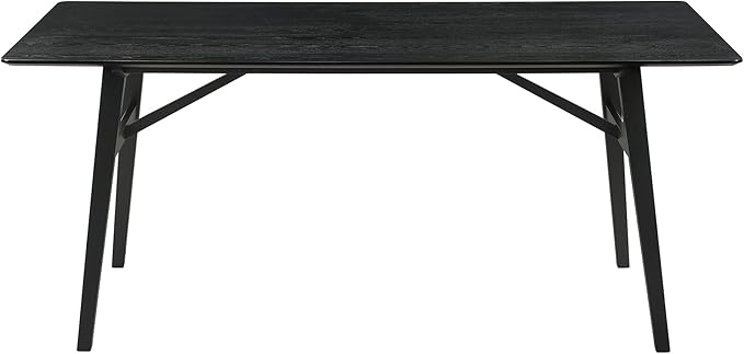 Armen Living Channell Mid Century Modern 6 Piece Black Wood Dining Table Set - Image 7