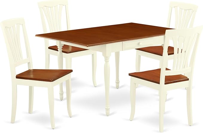 East West Furniture MZAV5-WHI-W 5 Piece Kitchen Table & Chairs Set Includes a by EastWestFurniture