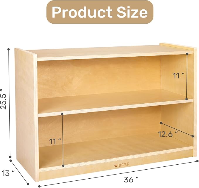wingyz Wooden Storage Cabinet, 2-Tier Kids Toy Storage Organizer, Spacious - Image 3