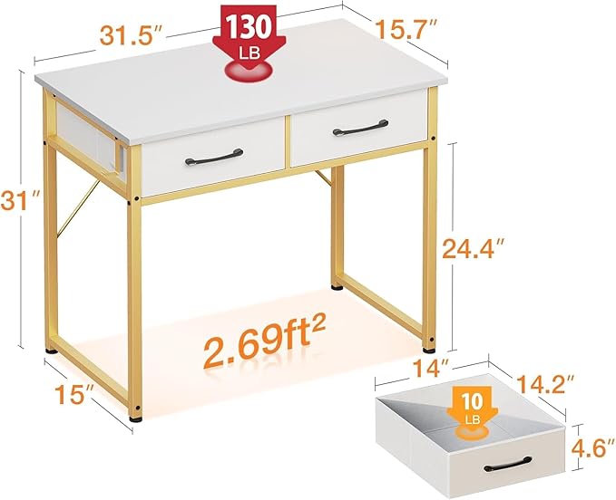 Casaottima 32 Inch Small Dressing Vanity Desk - Image 3