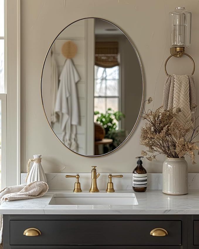 ANDY STAR Gold Oval Mirrors for Bathroom, 22x30 Inch Brushed Gold Stainless - Image 8
