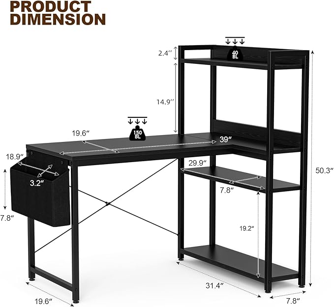 47 Inch L Shaped Computer Desk - Image 3