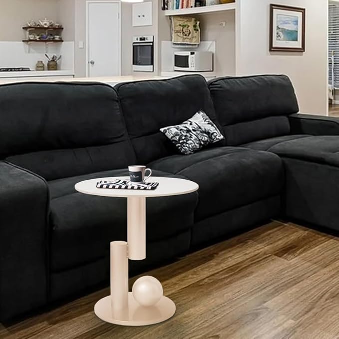 Marble Top Metal White End Table - Image 2