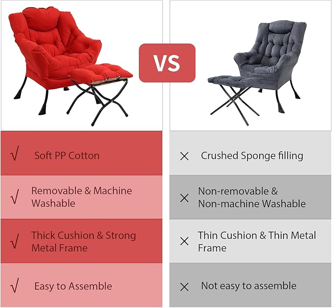 Modern Lazy Chair with Folding Footrest, Lounge Accent & Comfortable Reading - Image 9