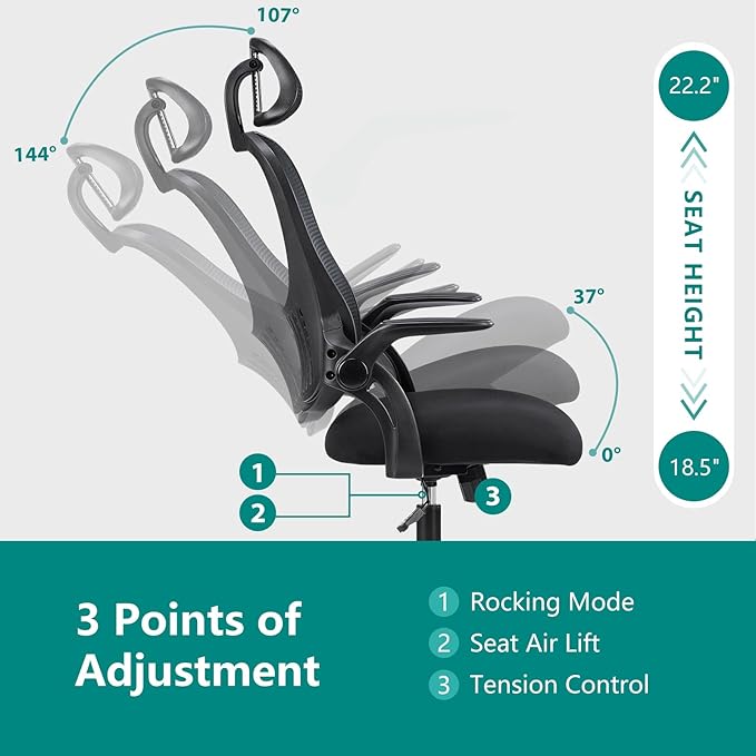 SMUG Office Chair Ergonomic Desk Lumbar Support, Computer Chairs Gaming Mesh - Image 5