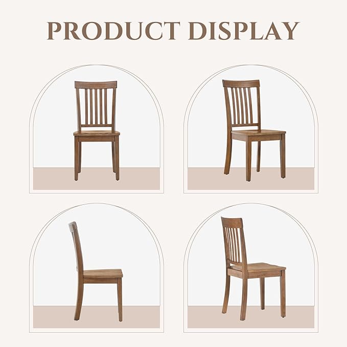 COLAMY Wooden Dining Room Chairs Set of 6, Spindle High Back Windsor Kitchen - Image 8