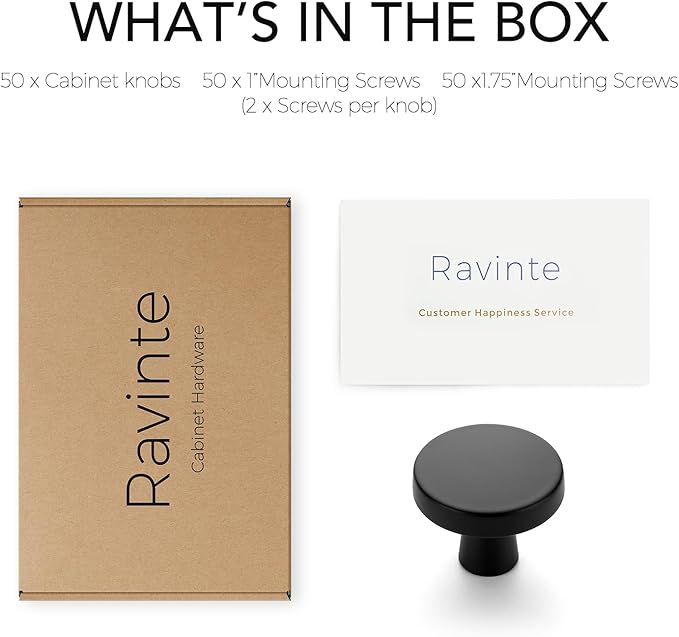 Ravinte 50 Pack 1-1/4 Inch Kitchen Cabinet Knobs Solid Round Dresser Drawer - Image 7