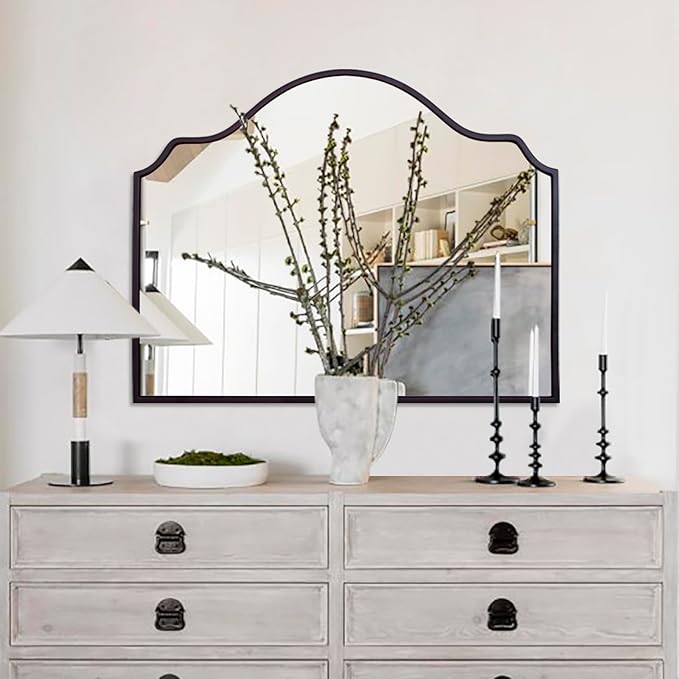 Chende Black Wall Mirror, Antique Arched Mirror - Image 5