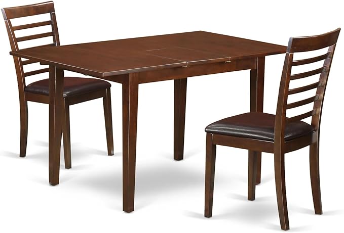 East West Furniture NOML3-MAH-LC 3 Piece Dining Table Set Contains a Rectangle by EastWestFurniture