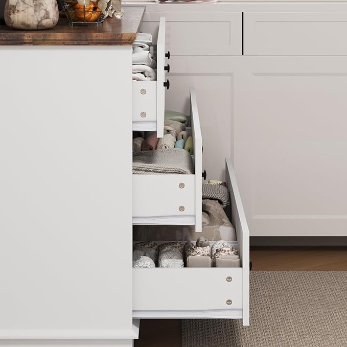 57" Wooden Dresser with 9 Drawers, Modern Farmhouse Furniture Organizer - Image 5