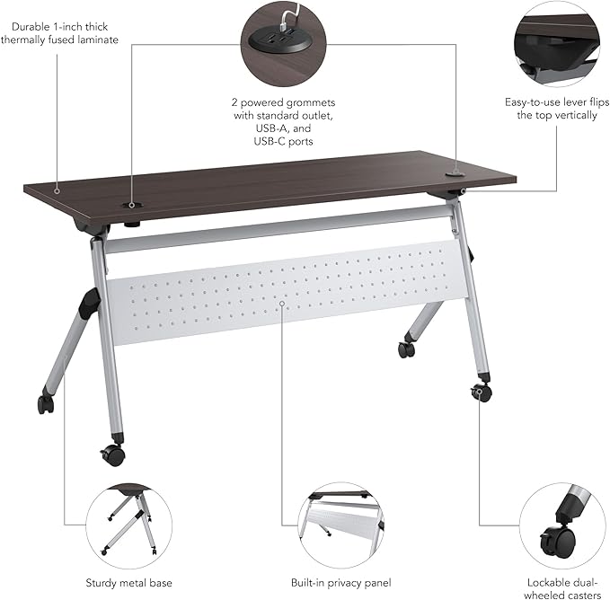 Bush Business Furniture Folding Training Table, 60 inch Desk - Image 7