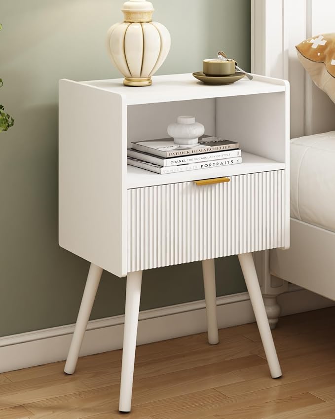 White Nightstand, Modern Bedside Table by JOONEE