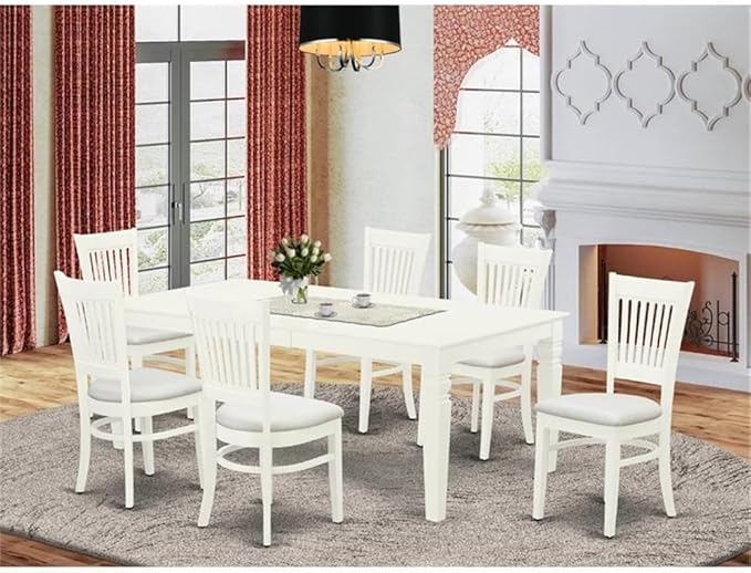East West Furniture LGVA7-LWH-C 7 Piece Kitchen Table & Chairs Set Consist of a - Image 2