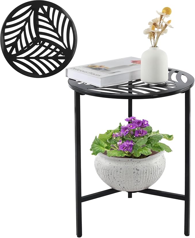 Party Zealot 1 Pack 13" Metal Outdoor Side Tables Small Black Outside End Table - Image 9